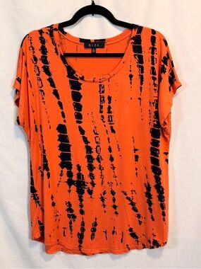 B.L.E.U. Orange and Black Tie-Dye Short Sleeve Tee